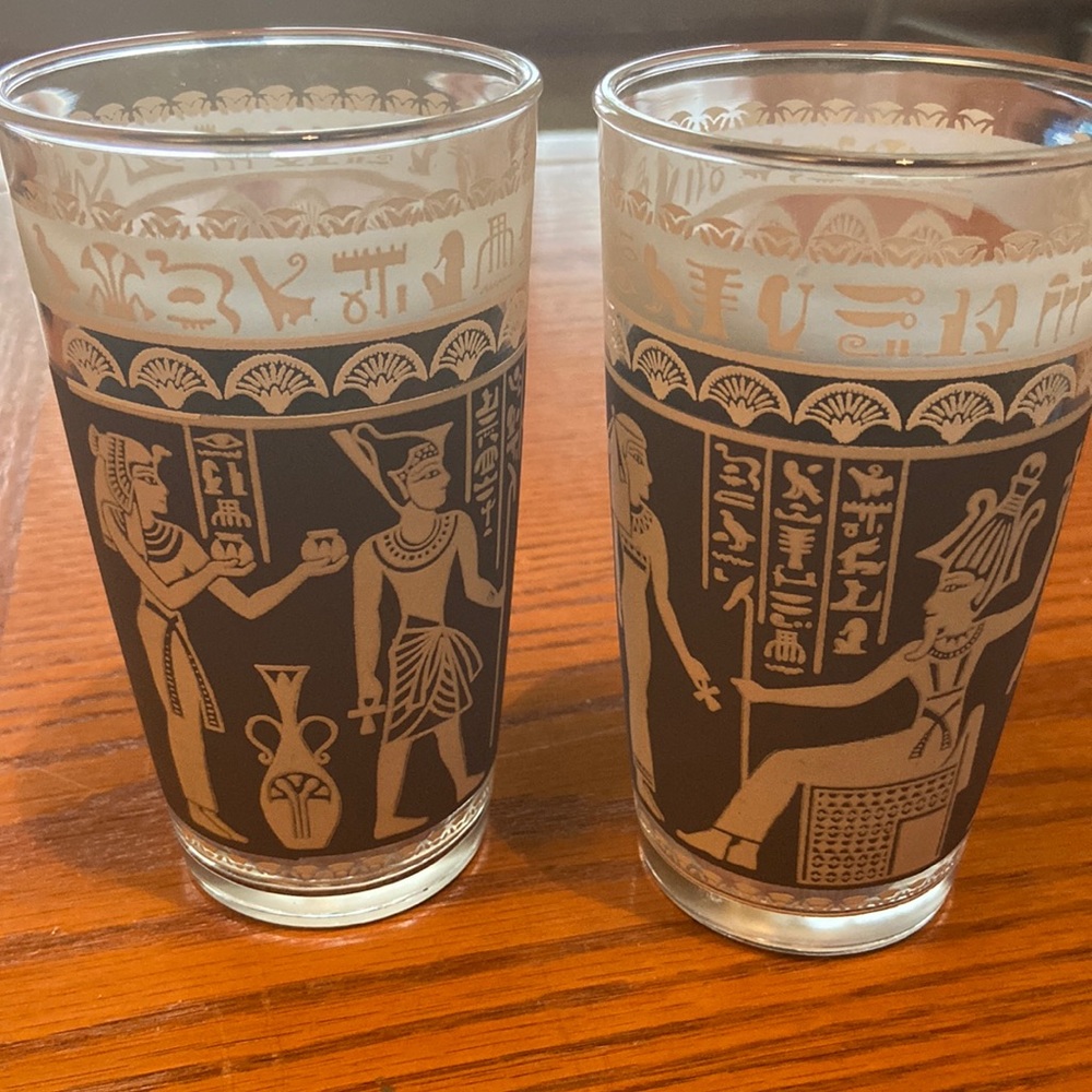 Set of 6 mid century Atlas Hazel Egyptian glasses